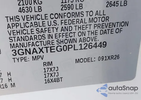 2023 Chevrolet Equinox Awd 2Fl z USA, uszkodzony, nr VIN 3GNAXTEG0PL126449